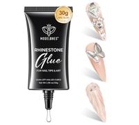 Modelones Nail Art Rhinestone Glue Gel 30 g, 4 en 1 Rhinestone Nail Glue UV Nail Glue Gel para uñas artificiales, puntas de uñas, puntas de uñas, dijes de uñas, gemas de uñas y uñas de gel 3D DIY
