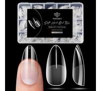 Modelones Uñas Postizas Almendra Media Semimate 510 Piezas, Tips Uñas Transparentes 15 Tamaños Tips Uñas Soft Gel, Puntas de Uñas Cobertura Total para Salones, Manicuras DIY Press On Nails