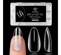 Modelones Uñas Postizas Almendra Media Transparente 510 Piezas, Tips Uñas Transparentes 15 Tamaños Tips Uñas Soft Gel, Puntas de Uñas Cobertura Total para Salones, Manicuras DIY Press On Nails