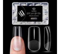 Modelones Uñas Postizas Cuadrada Media Semimate 510 Piezas, Tips Uñas Transparentes 15 Tamaños Tips Uñas Soft Gel, Puntas de Uñas Cobertura Total para Salones, Manicuras DIY Press On Nails