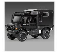 Modelos A Escala 1 28 para Autocaravana Unimog, Sonido Y Luz, Modelo De Coche De Simulación, Coche De Aleación, Coche Fundido A Presión Decoración del Hogar(Negro)
