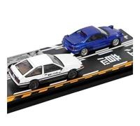 Modelos A Escala 1:64 para Toyota Blue AE86 Twin Set De Exhibición Estática De Automóviles De Aleación para Coleccionar O Adornos Decoración del Hogar
