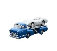 Modelos A Escala Minimodelo De Coche Aleación Mercedes-Benz Blue Marvel Transporter Silver Arrow Escala 1:64 para Exhibición Sala Decoración del Hogar