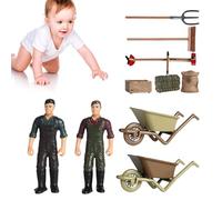 Modelos En Miniatura De La Granja De 12 Piezas - Juego De Figuritas De Agricultores, Regalo Para El Crecimiento Del Niño, Aprendizaje Centrado En La Granja | Diseño Moderno De Falso