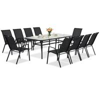 Modena/Bitonto muebles de jardín de metal para 10 personas con gran mesa Garden Point negro