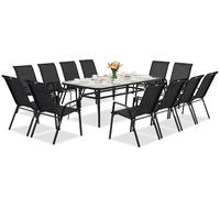 Modena/Bitonto muebles de jardín de metal para 12 personas con gran mesa Garden Point negro