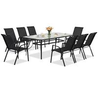 Modena/Bitonto muebles de jardín de metal para 8 personas con gran mesa Garden Point negro