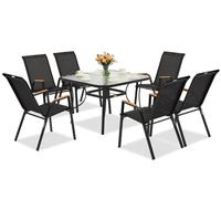 Modena/Bitonto Wood mueble de jardín negro para 6 personas con mesa cuadrada Garden Point