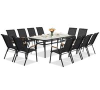 Modena/Bitonto Wood muebles de jardín de metal para 12 personas con gran mesa Garden Point negro