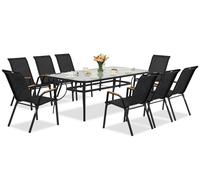 Modena/Bitonto Wood muebles de jardín de metal para 8 personas con gran mesa Garden Point negro