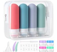 MODENGKONGJIAN Paquete de 16 botellas de viaje para artículos de tocador, botellas de champú de viaje de silicona aprobadas por la TSA, recipientes de cosméticos recargables a prueba de fugas de 3