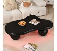 MODENVIE Mesa de centro negra con diseño de nubes con iluminación LED, mesa de café en forma de nube con control de aplicación, mesa de salón redonda de 16 colores, mesa auxiliar para habitación