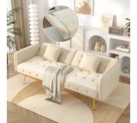 MODENVIE Sofá cama clásico de 2 plazas con función de dormir, cómodo sofá de dos plazas, sofá relax con reposabrazos, sofá cama plegable con respaldo ajustable, gris