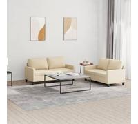 Modern 2 Piece Cream Fabric Sofa Set with Cushions for Living Room, Durable Polyester Material, Comfortable Seating Experience, Perfect for Chatting and Relaxing, Includes 2 Loveseats and 4 Pillows