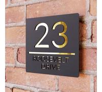 Modern 3D Floating Acrylic House Number Sign - Black & Mirror Silver Door Plaque, Personalized Address Plate for Home or Office, Weatherproof Laser Cut Door Number Sign