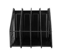 Modern 4-Compartment Desktop Display Rack & Magazine File Organizer - Black Metal Document Holder for Office & Home Use