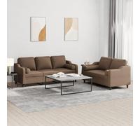 Modern 5-Piece Brown Fabric Sofa Set with Cushions for Living Room, 2+3 Seater Sectional Couch with Durable Upholstery and Comfortable Foam Padding, Perfect for Relaxing and Entertaining Guests