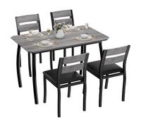 Modern 5 Piece Dining Table Set for 4 - Metal Frame, Upholstered Chairs, Space-Saving Design - Ideal for Small Dining Rooms & Apartments - Grey & Black - Soft Seat Cushion Black Tube + Gray