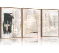 Modern Abstract Canvas Wall Art Black and White Neutral Posters Prints, Bedroom, Living Room, Office, Bathroom Decor(50x75cm x 3/Sin marco)