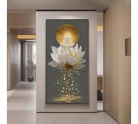 Modern Abstract for Lotus Meditation Wall Art - Minimalist Canvas Painting Printing for Living Room Modern Home Decor(20x40cm/Frameless)
