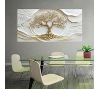 Modern Abstract Golden Tree of Life Canvas Painting - Minimalist Wall Art Poster Living Room, Bedroom, Office Decor(50x100cm/ Frameless)