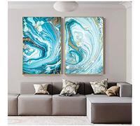 Modern Abstract Green Blue Fusion Wall Art Fashion Gold Foil Canvas Painting For Living Room Print Poster Nordic Style-60x90cm Sin marco