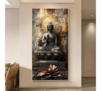 Modern Abstract Meditative Buddha, for Lotus Symbol Canvas Wall Art Decor for Living Room, Bedroom, Home Decor Artwork(90x180cm/ Frameless)