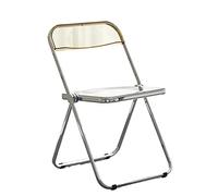 Modern Acrylic Folding Chairs - Stackable Transparent Crystal Seat with Chrome Frame - Stylish Multifunctional Indoor & Outdoor Furniture for Living Room, Patio And Events (Black)