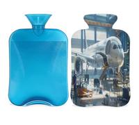 Modern Airplane Hangar - Botella de agua caliente con tapa, 2 L, gran capacidad, bolsa de agua para noches acogedoras, alivio del dolor, espalda, cuello y hombros