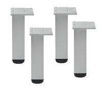 Modern Aluminum Alloy Cabinet Legs,Metal Furniture Adjustable Height Coffee Table Legs,Heavy Duty Sofa Legs,with Screws & Protector Feet,for Wardrobe,Drawers, 35cm/13.8in,Silver