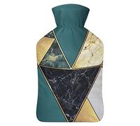 Modern Art Deco - Botella de agua de goma con cubierta de felpa suave, bolsa de agua caliente para invierno, manos y pies, protección contra el frío, 1000 ml