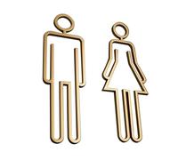 Modern Bathroom Door Sign, Male and Female Signage, Unisex Toilet, Washroom Wall Decor Sticker, Abs Resin Restroom Sign for Businesses, Shop, Home, Black, Gold, Silver