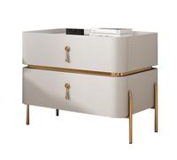 Modern Bedside Table 2 Drawer Bedroom Storage Cabinet Simple Design Nightstand 19.7" H x 15.7" W White Stylish Furniture for Bedroom nization (1 Piece)
