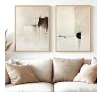 Modern Beige Simple Geometric Art Print, Minimalist Black and White Canvas Wall Art Posters Bedroom Decor Canvas Prints(40x60cm/2PCS Frameless)