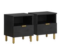 Modern Black Engineered Solid Wood Nightstand 40x33x46 cm with Drawer, Elegant Bedside Table for Bedroom Storage, Sturdy Surface for Decor, Easy to Clean, Classic Design Home Furniture