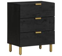 Modern Black Engineered Wood Nightstand with 3 Drawers, 50x33x62 cm Bedside Table for Bedroom, Sturdy Surface & Spacious Storage, Classic Design Home Furniture, Easy Assembly & Wall Mountable