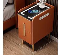 Modern Black Nightstand with Wireless Charging Station & LED Lights 2 Drawer Side Table for Bedroom & Living Room Modern End Table with USB Ports Stylish Furniture (Color: D)