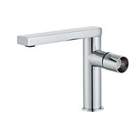 Modern Black Polished Bathroom Sink Faucet Deck Mount Single Hole Single Handle Basin Mixer Tap For Hot & Cold Water(Chrome short)