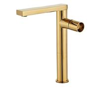 Modern Black Polished Bathroom Sink Faucet Deck Mount Single Hole Single Handle Basin Mixer Tap For Hot & Cold Water(Golden Tall)