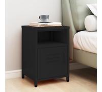 Modern Black Steel Nightstand 35x35x51 cm with Storage Shelf & Door Durable Bedside Table for Bedroom, Living Room Easy to Clean, Adjustable Levelers, MAX Load 40kg - Includes Wall Mounting Kit
