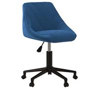 Modern Blue Velvet Dining Chair Swivel with Gas Lift Height Adjustable Office Desk Chair Rotating 360 Degrees Wheels for Home Kitchen Study Room