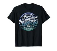 Modern Blues Harmonica Born In 1973 Vintage 52nd Birthday Camiseta