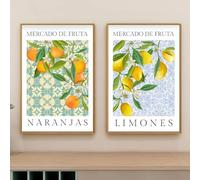 Modern Canvas Art Picture Lemon and Orange Minimalist Wall Decor for Living Room Kitchen Canvas Posters Printing(60x80cm/3Pcs Frameless)