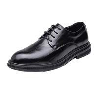 Modern Casual Black Round Toe Oxford Shoes Men Classic Lace Up Office Platform Dress Shoes(43 EU)