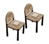 Modern Casual Mid-Century Chair, with Minimalist Backrest and Sturdy Solid Wood Legs, Suitable Kitchen & Dining Room Farmhouse Cafe(Black,2PCS)