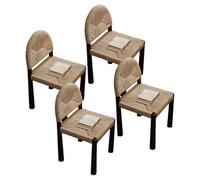 Modern Casual Mid-Century Chair, with Minimalist Backrest and Sturdy Solid Wood Legs, Suitable Kitchen & Dining Room Farmhouse Cafe(Black,4PCS)