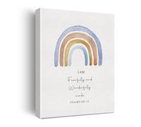 Modern Christian Watercolor Art Psalm 139：14 Canvas Print Fearfully and Wonderfully Made Inspirational Scripture Wall Decor(Framed,08x12inch(20x30cm))
