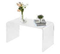 Modern Clear Acrylic C-Shaped Sofa Side Table - U-Base, 32x15.8x16.3 in, 110lb Capacity, Mark-Resistant, No Assembly, Transparent Accent Coffee Table for Living Room, Patio, Bedroom -32*15.8*16.3in