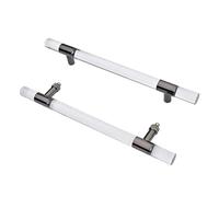 Modern Clear Acrylic Slding Doors Pull Handle,Glass Door Handle H Shape for Indoor Bathroom, Double Sided Door Hardware Round Pipe(60cm/23.6in)