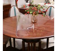 Modern Clear Round Table Protector - 2mm Thick PVC Tablecloth, Heat & Oil Resistant Soft Glass Plastic Cover(150cm de diámetro)